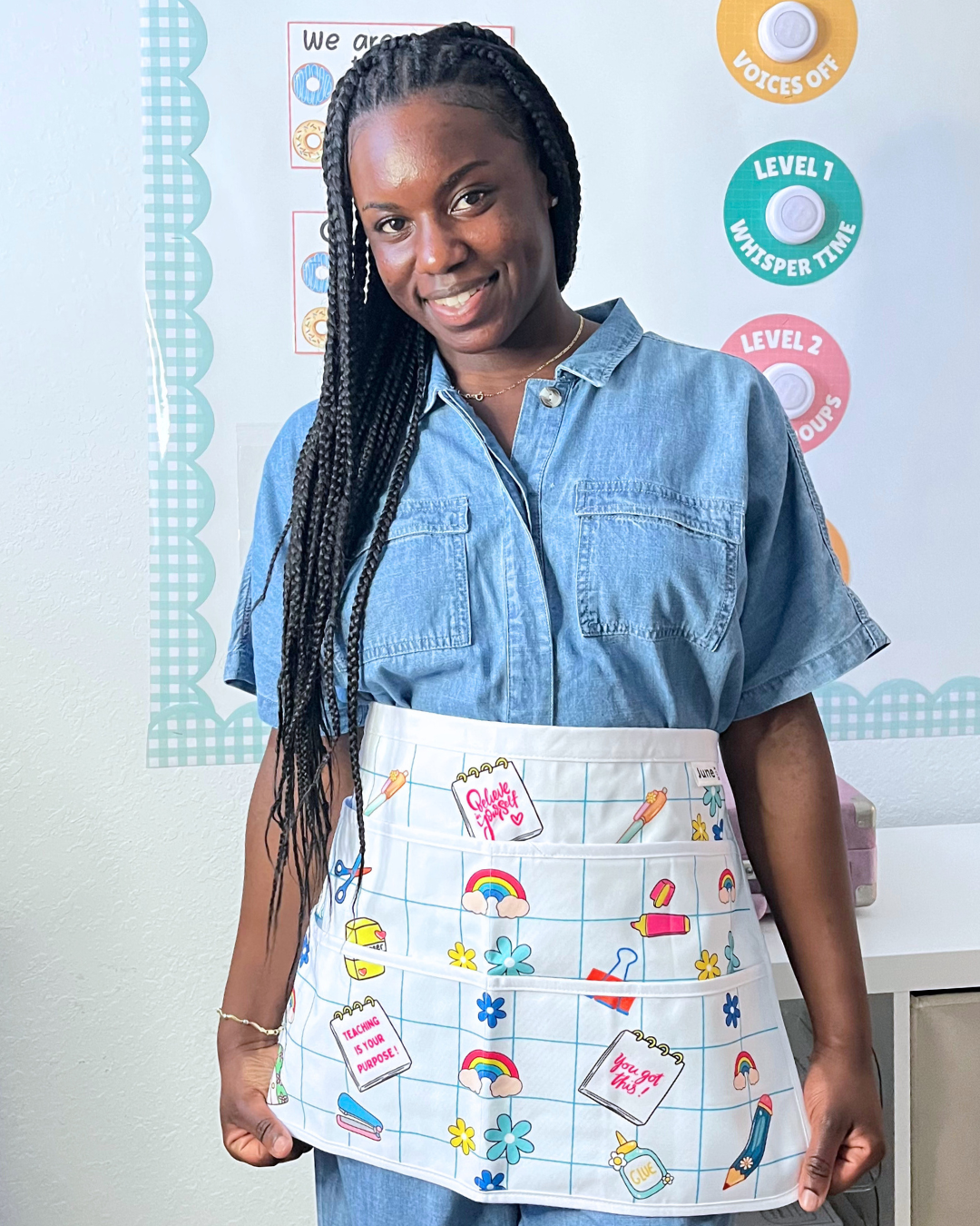 Cup Sleeve + Teacher Essential Print Apron Bundle