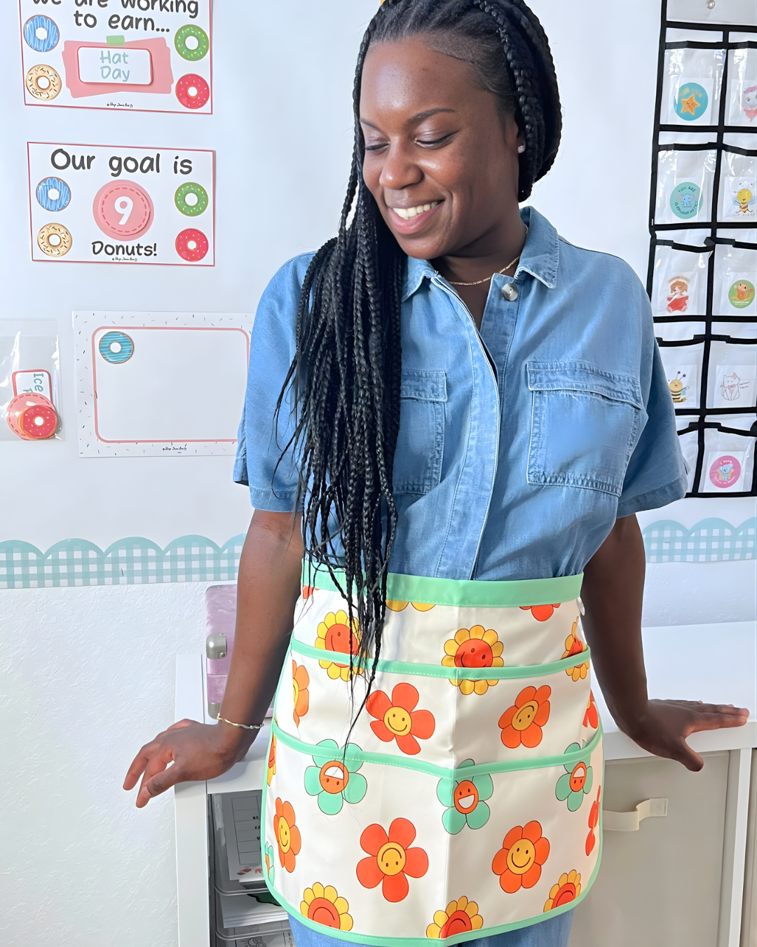 Teacher Apron: Happy Flowers