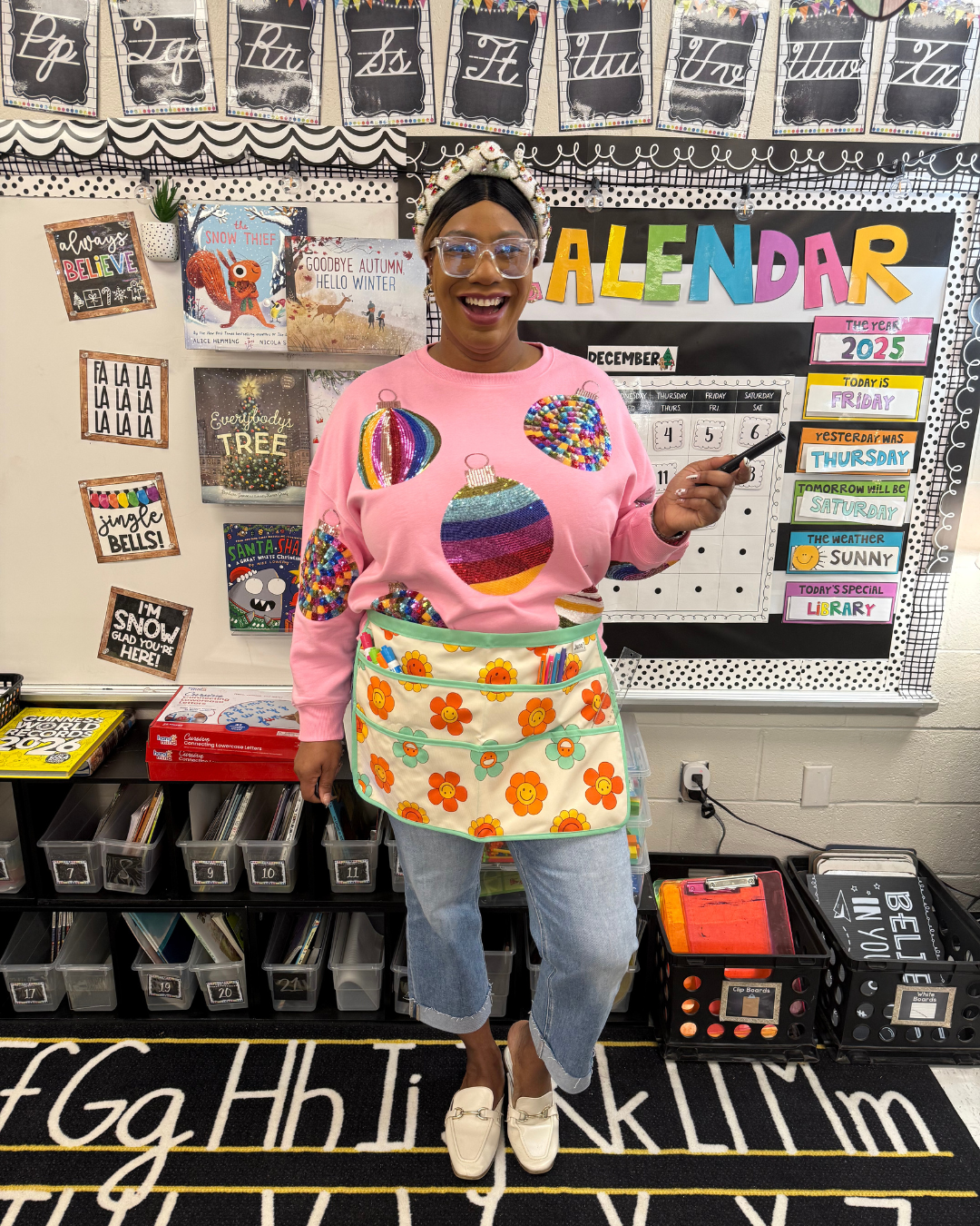 Teacher Apron: Happy Flowers Print