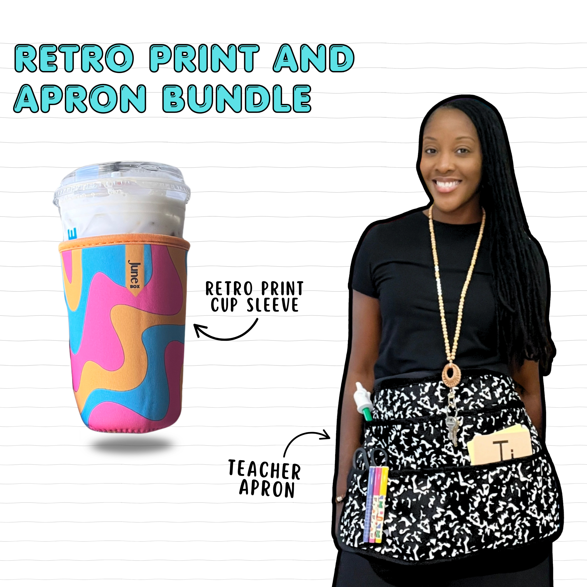 Cup Sleeve + Notebook Print Apron Bundle