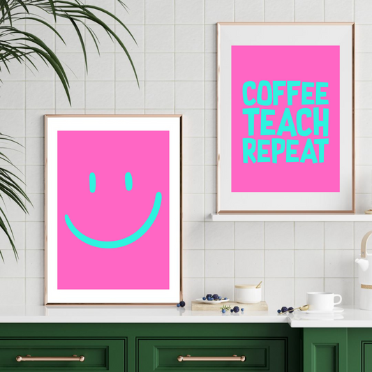 Smiley Face Magenta Retro Print