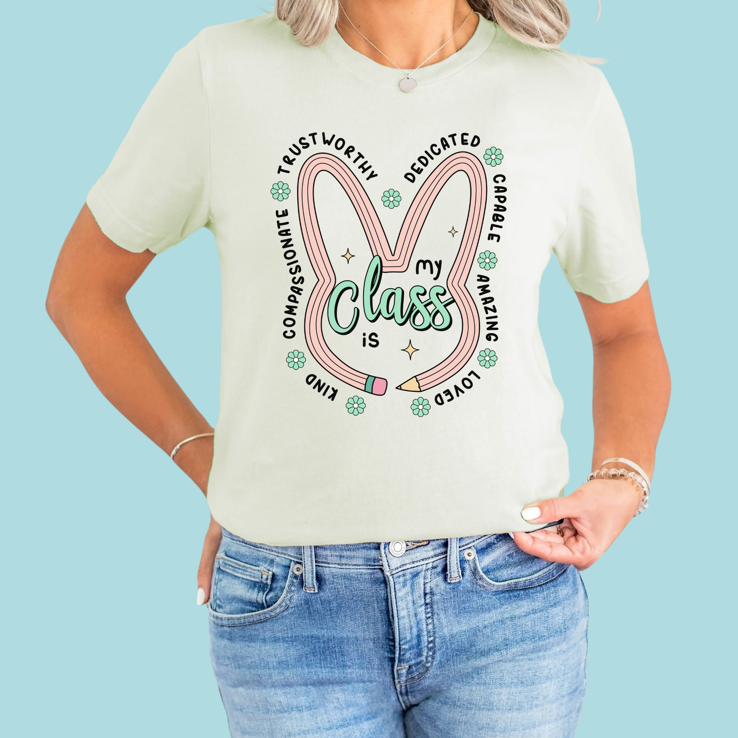 My Class Affirmation Bunny Tee-Black Print