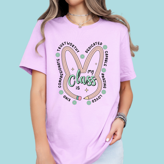 My Class Affirmation Bunny Tee-Black Print