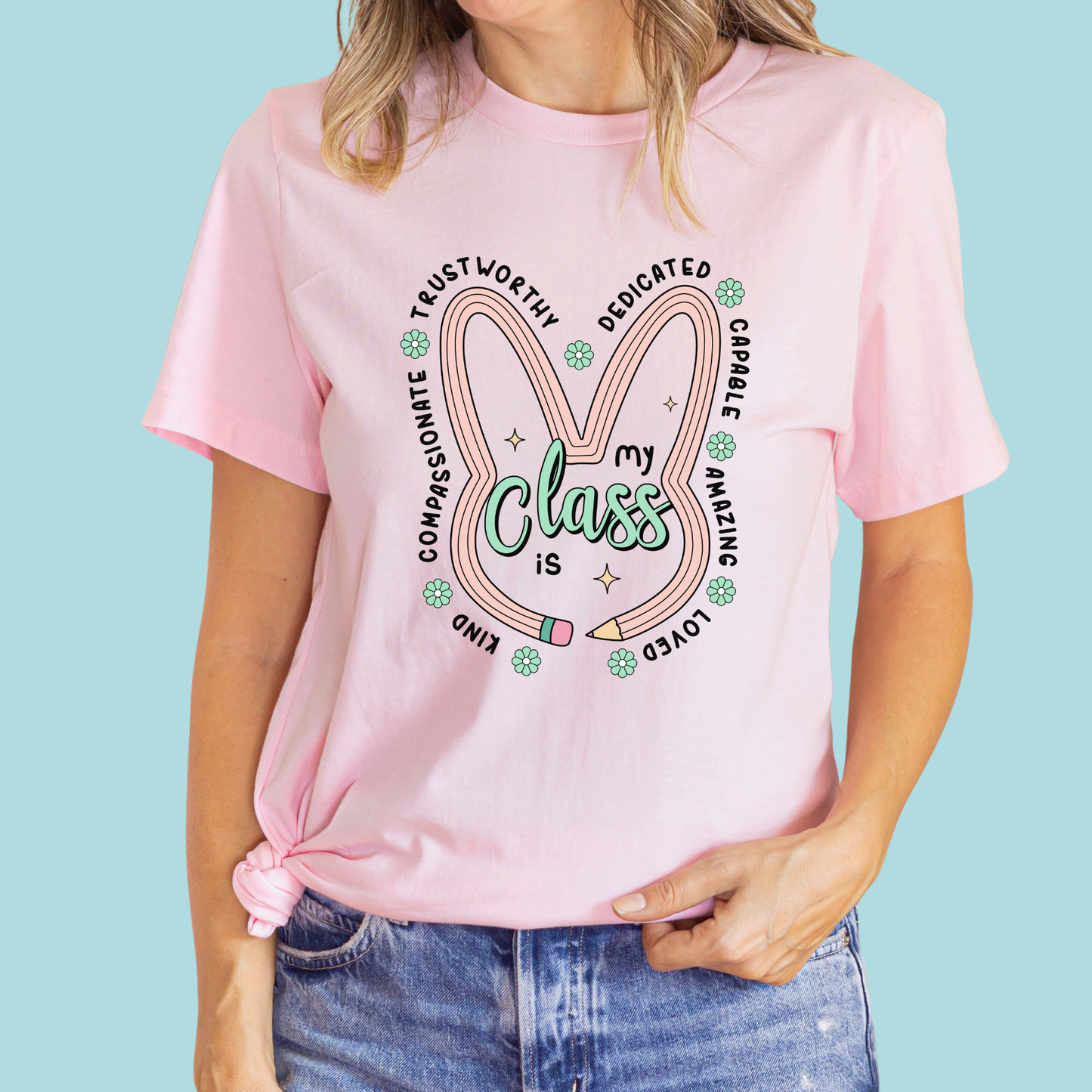 My Class Affirmation Bunny Tee-Black Print