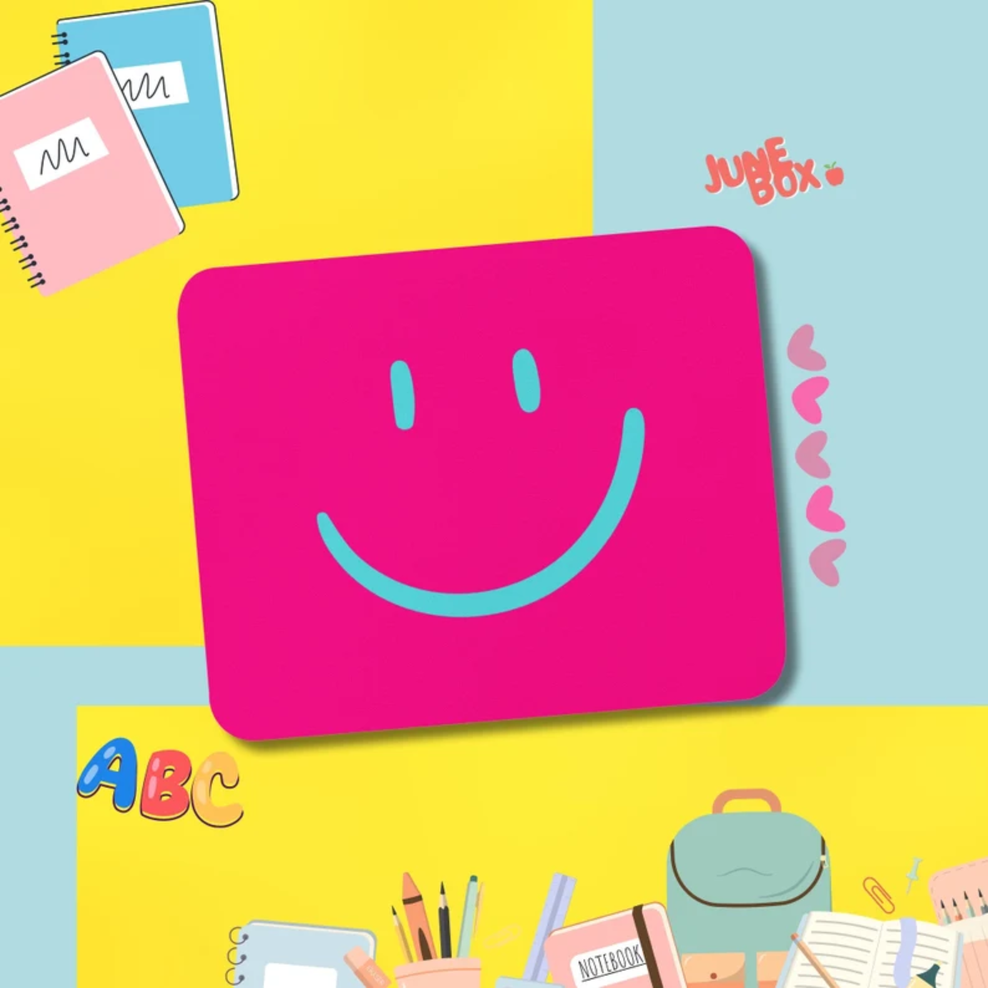 Adorable Pink Smiley Emoji Mouse Pad