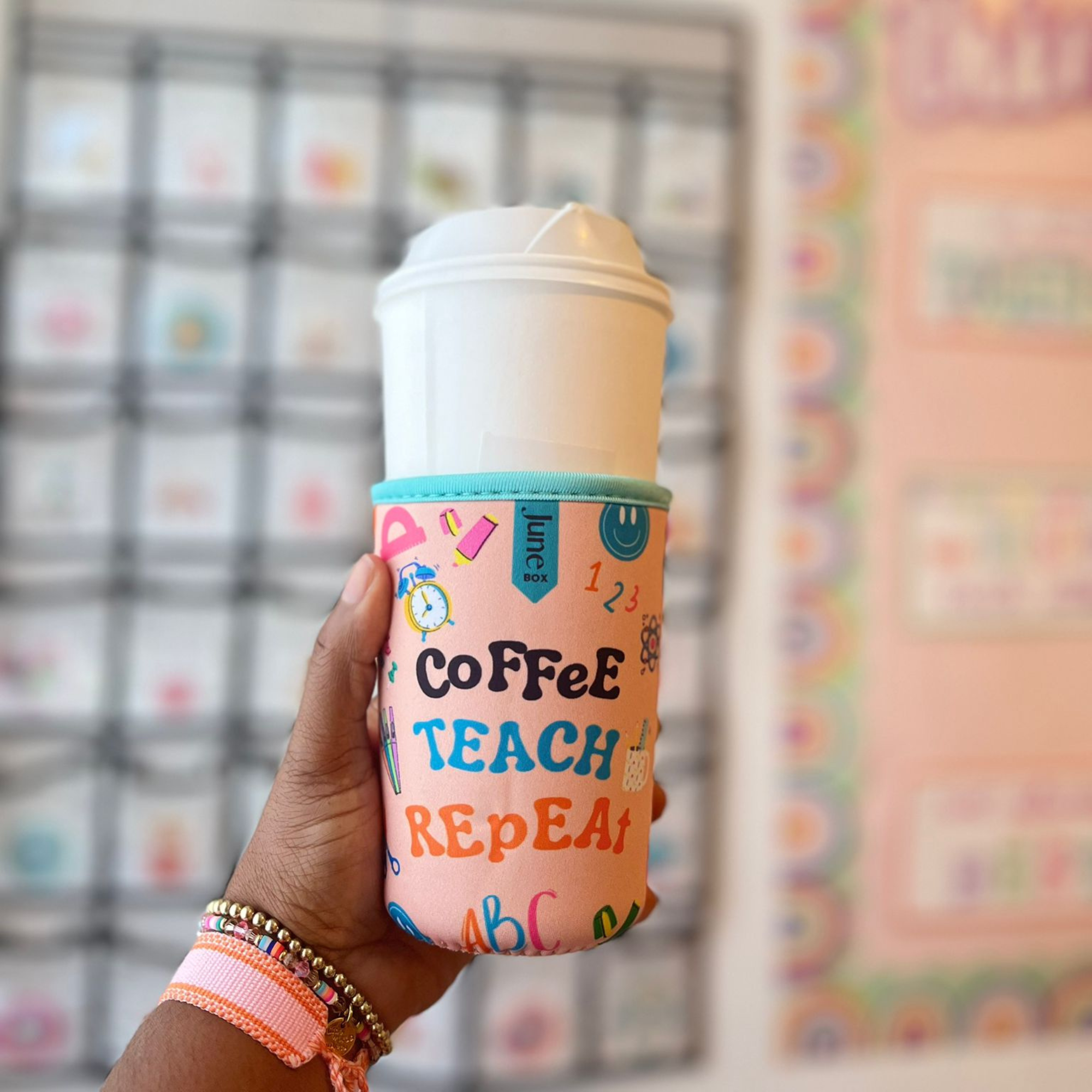 ONE Coffee. Teach. Repeat Print Cup Sleeve