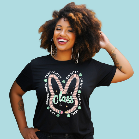 My Class Affirmation Bunny Tee-White Print