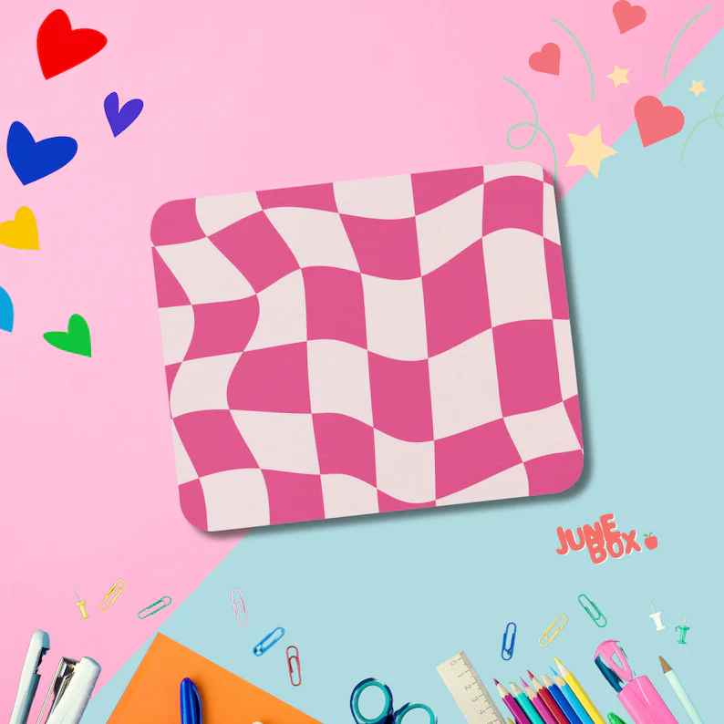 Cute Pink & White Pattern Mouse Pad